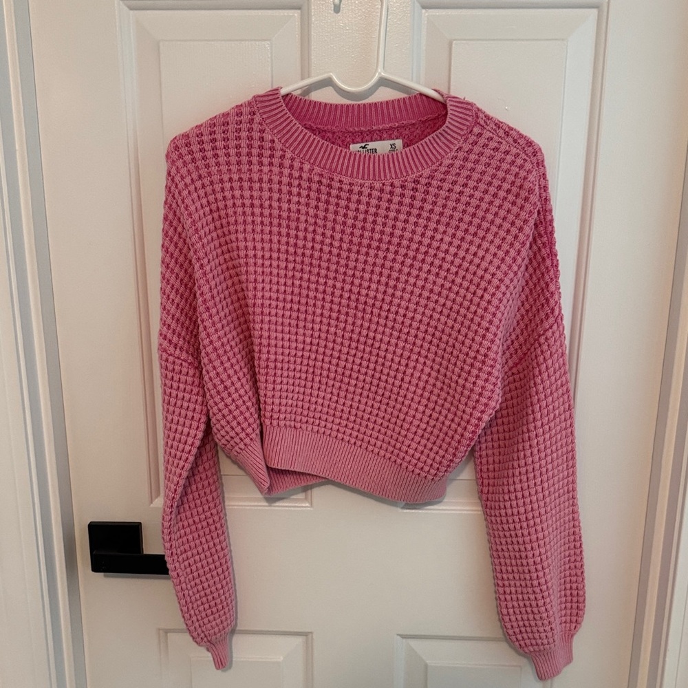 Hollister Pink Textured Crew Neck Sweater